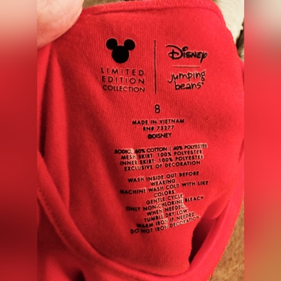 8 Girls Kids DISNEY Sequin Minnie Mouse Long Sleeve Tulle Dress red black - Picture 11 of 13